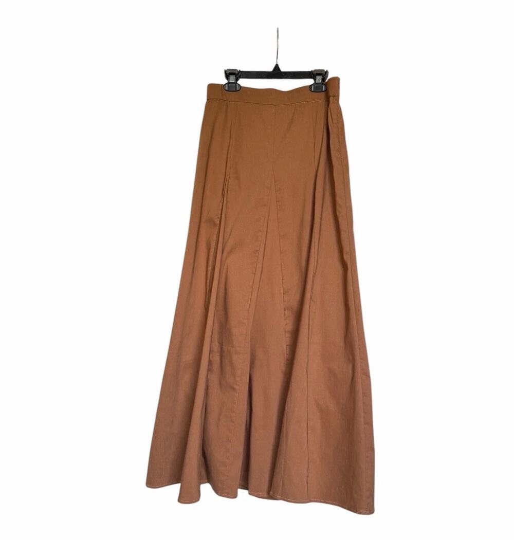 OGL Burnt Orange Maxi Flare Skirt Lyocell Linen Blend A Line NWT Small